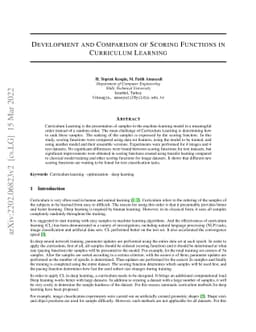 Development and Comparison of Scoring Functions in Curriculum Learning