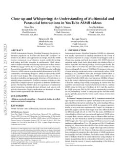 Close-up and Whispering: An Understanding of Multimodal and Parasocial
  Interactions in YouTube ASMR videos
