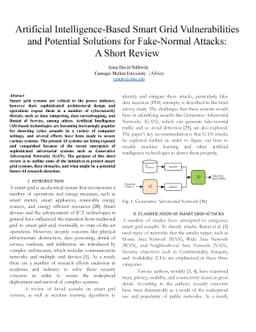 Artificial Intelligence-Based Smart Grid Vulnerabilities and Potential
  Solutions for Fake-Normal Attacks: A Short Review