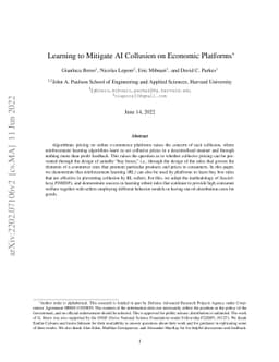 Learning to Mitigate AI Collusion on Economic Platforms