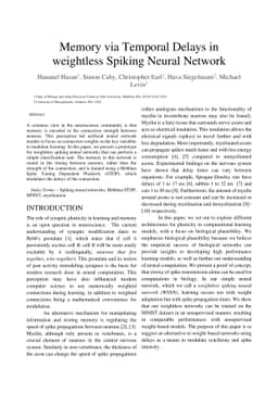 Memory via Temporal Delays in weightless Spiking Neural Network