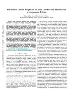 Sim-to-Real Domain Adaptation for Lane Detection and Classification in
  Autonomous Driving
