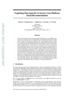 Exploiting Data Sparsity in Secure Cross-Platform Social Recommendation