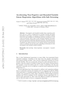 Accelerating Non-Negative and Bounded-Variable Linear Regression
  Algorithms with Safe Screening