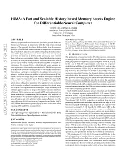 HiMA: A Fast and Scalable History-based Memory Access Engine for
  Differentiable Neural Computer