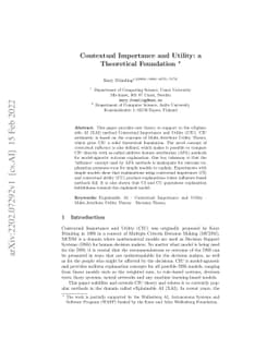 Contextual Importance and Utility: aTheoretical Foundation