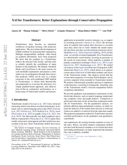 XAI for Transformers: Better Explanations through Conservative
  Propagation