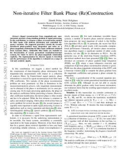 Non-iterative Filter Bank Phase (Re)Construction