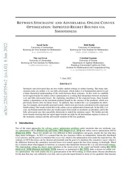Between Stochastic and Adversarial Online Convex Optimization: Improved
  Regret Bounds via Smoothness