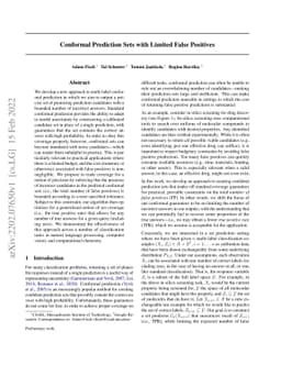 Conformal Prediction Sets with Limited False Positives