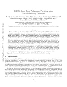 BB-ML: Basic Block Performance Prediction using Machine Learning
  Techniques