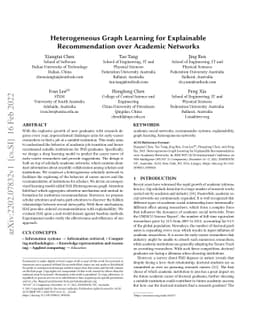 Heterogeneous Graph Learning for Explainable Recommendation over
  Academic Networks