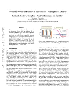 Differential Privacy and Fairness in Decisions and Learning Tasks: A
  Survey