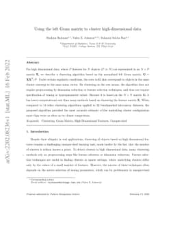Using the left Gram matrix to cluster high dimensional data