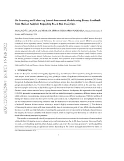 On Learning and Enforcing Latent Assessment Models using Binary Feedback
  from Human Auditors Regarding Black-Box Classifiers