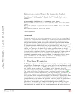 Entropic Associative Memory for Manuscript Symbols