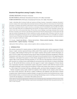 Emotion Recognition among Couples: A Survey