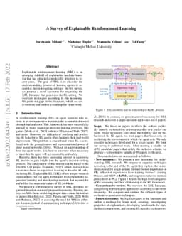A Survey of Explainable Reinforcement Learning