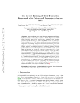 End-to-End Training for Back-Translation with Categorical
  Reparameterization Trick