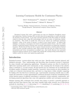 Learning continuous models for continuous physics