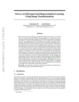 Survey on Self-supervised Representation Learning Using Image
  Transformations