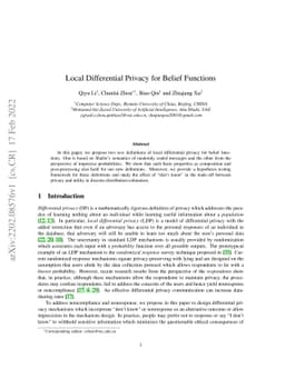 Local Differential Privacy for Belief Functions