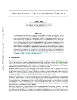 General Cyclical Training of Neural Networks