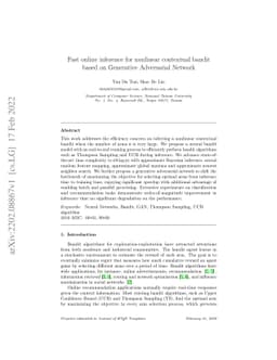 Fast online inference for nonlinear contextual bandit based on
  Generative Adversarial Network