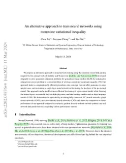 An alternative approach to train neural networks using monotone
  variational inequality