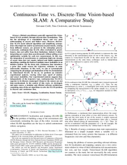 Continuous-Time vs. Discrete-Time Vision-based SLAM: A Comparative Study