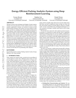 Energy-Efficient Parking Analytics System using Deep Reinforcement
  Learning