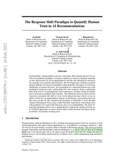The Response Shift Paradigm to Quantify Human Trust in AI
  Recommendations
