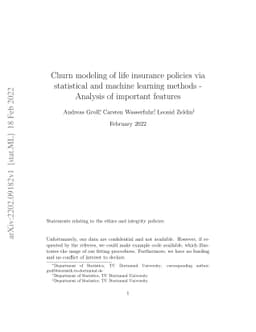 Churn modeling of life insurance policies via statistical and machine
  learning methods -- Analysis of important features