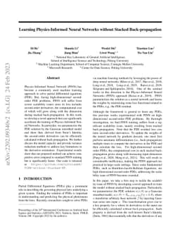 Learning Physics-Informed Neural Networks without Stacked
  Back-propagation