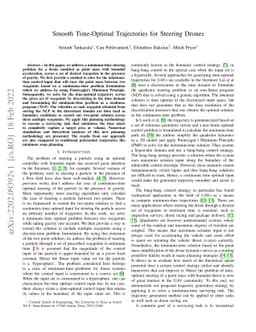 Smooth time optimal trajectory generation for drones