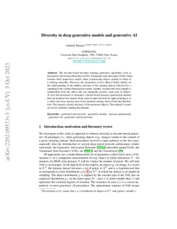 Diversity in deep generative models and generative AI