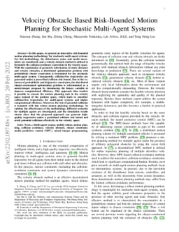 Velocity Obstacle Based Risk-Bounded Motion Planning for Stochastic
  Multi-Agent Systems