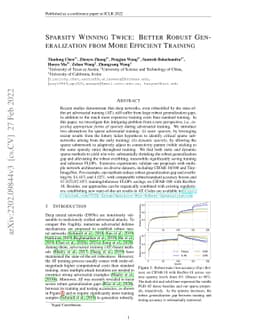 Sparsity Winning Twice: Better Robust Generalization from More Efficient
  Training