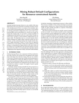 Mining Robust Default Configurations for Resource-constrained AutoML