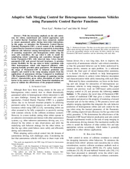 Adaptive Safe Merging Control for Heterogeneous Autonomous Vehicles
  using Parametric Control Barrier Functions