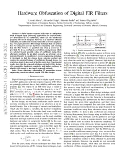Hardware Obfuscation of Digital FIR Filters