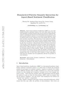 Domain-level Pairwise Semantic Interaction for Aspect-Based Sentiment
  Classification