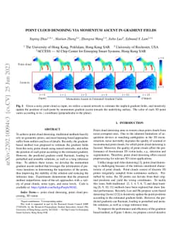 Point Cloud Denoising via Momentum Ascent in Gradient Fields