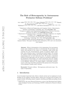 The Role of Heterogeneity in Autonomous Perimeter Defense Problems