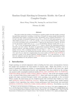 Random Graph Matching in Geometric Models: the Case of Complete Graphs