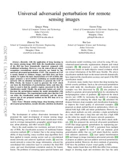 Universal adversarial perturbation for remote sensing images