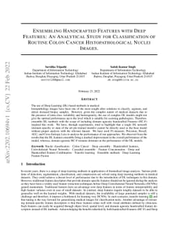Ensembling Handcrafted Features with Deep Features: An Analytical Study
  for Classification of Routine Colon Cancer Histopathological Nuclei Images