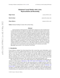 Relational Causal Models with Cycles:Representation and Reasoning