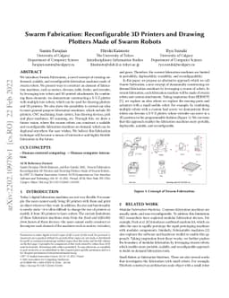 Swarm Fabrication: Reconfigurable 3D Printers and Drawing Plotters Made
  of Swarm Robots
