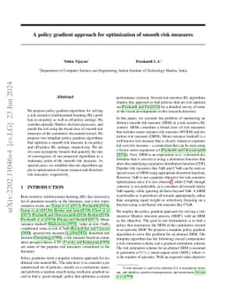 A policy gradient approach for optimization of smooth risk measures